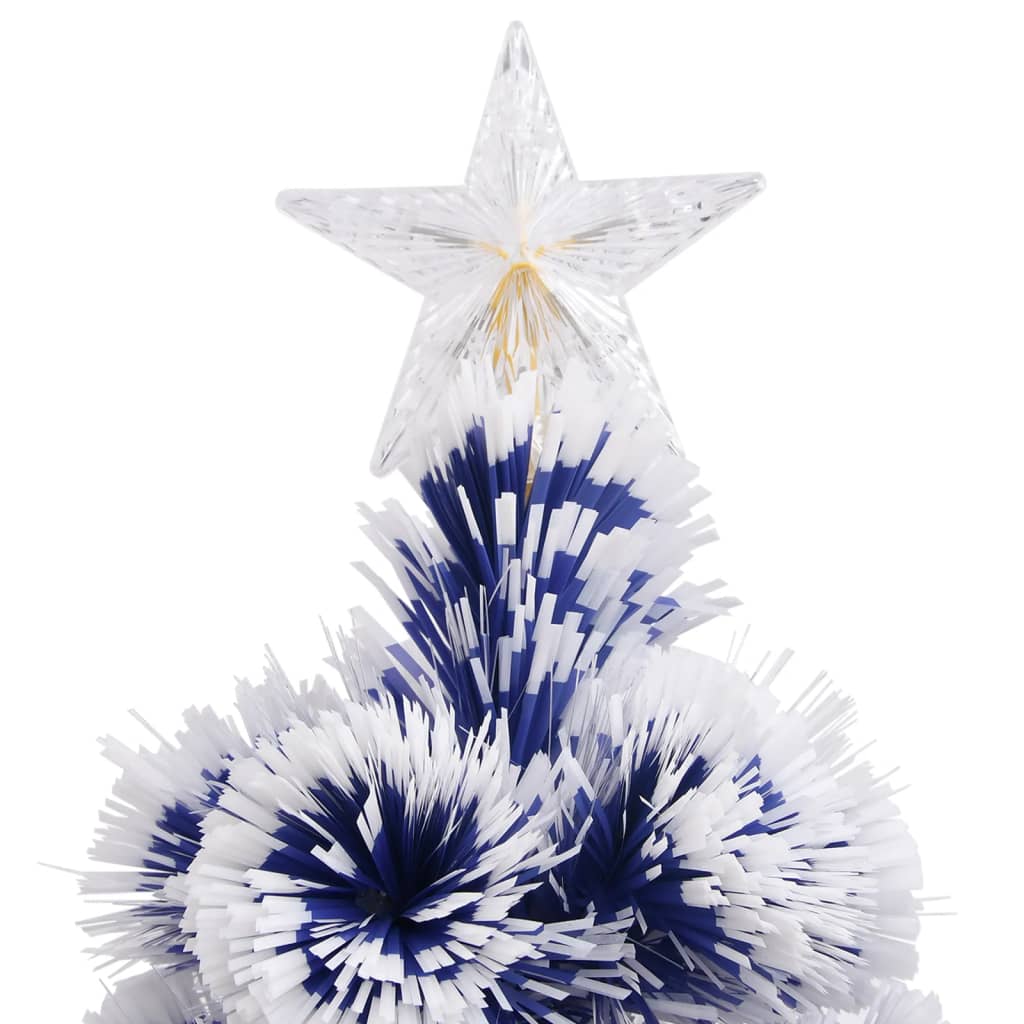 vidaXL Árvore Natal artificial pré-iluminada fibra ótica branco/azul