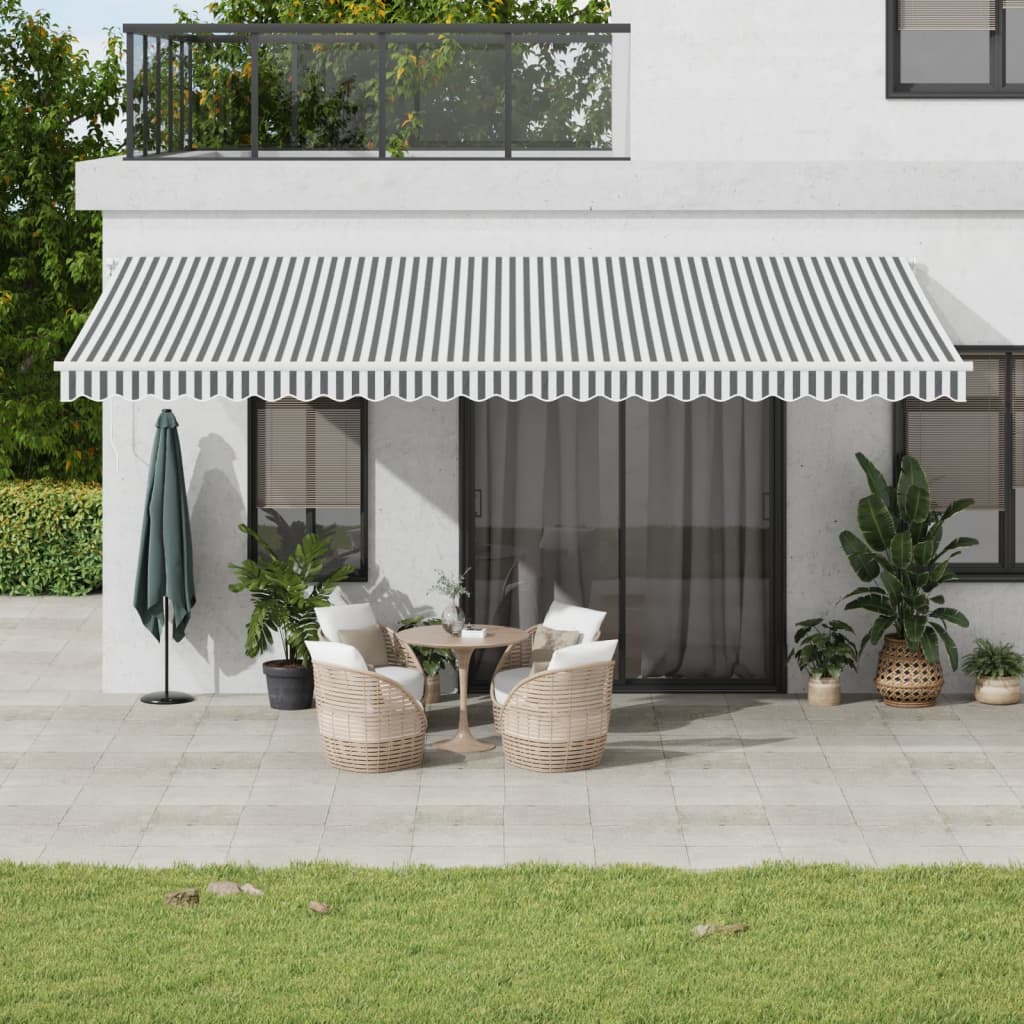 vidaXL Toldo retrátil automático com LED 600x350 cm antracite/branco