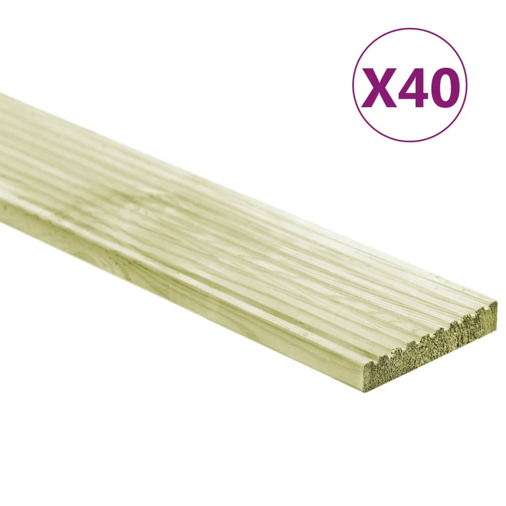 vidaXL Tábuas de terraço 40 pcs 5,8 m² 1m pinho maciço impregnado