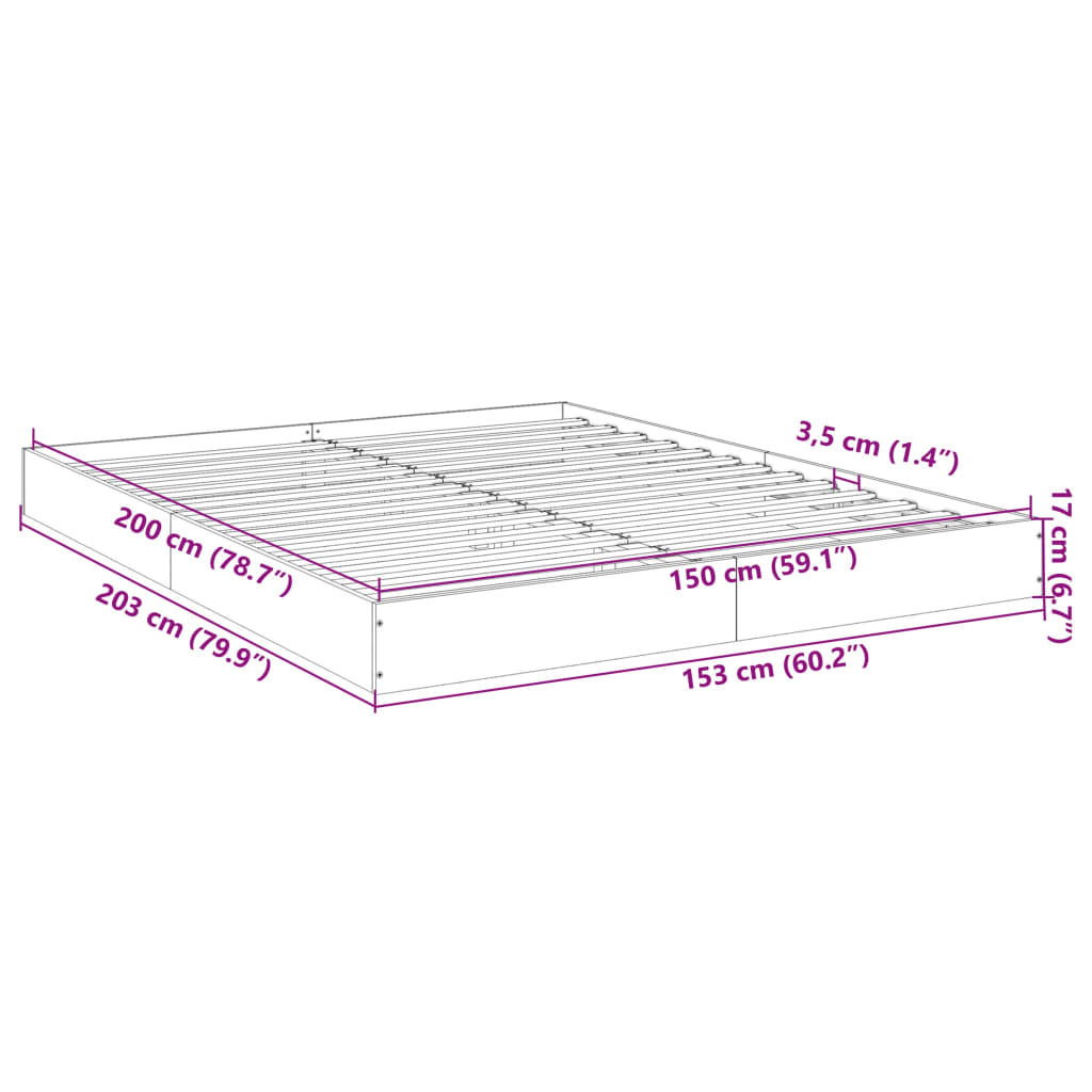 vidaXL Estrutura de cama 150x200 cm derivados de madeira preto