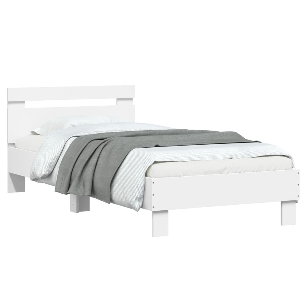 vidaXL Estrutura cama cabeceira 75x190 cm derivados de madeira branco