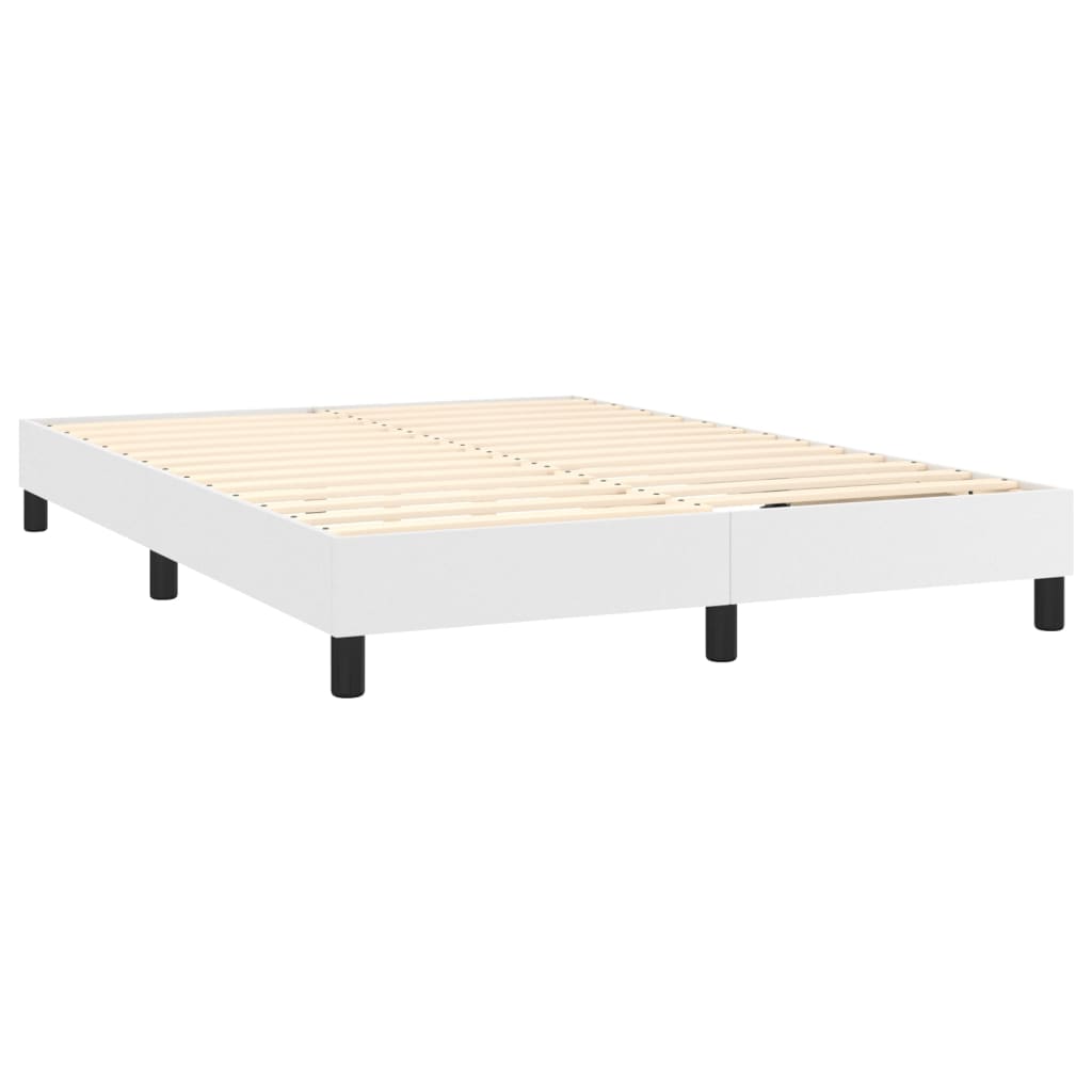 vidaXL Cama com molas/colchão 140x200 cm couro artificial branco