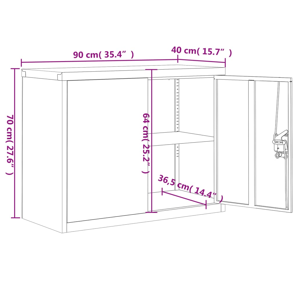 vidaXL Arquivador 90x40x110 cm aço preto