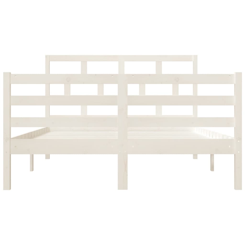 vidaXL Estrutura de cama casal 135x190 cm madeira maciça branco