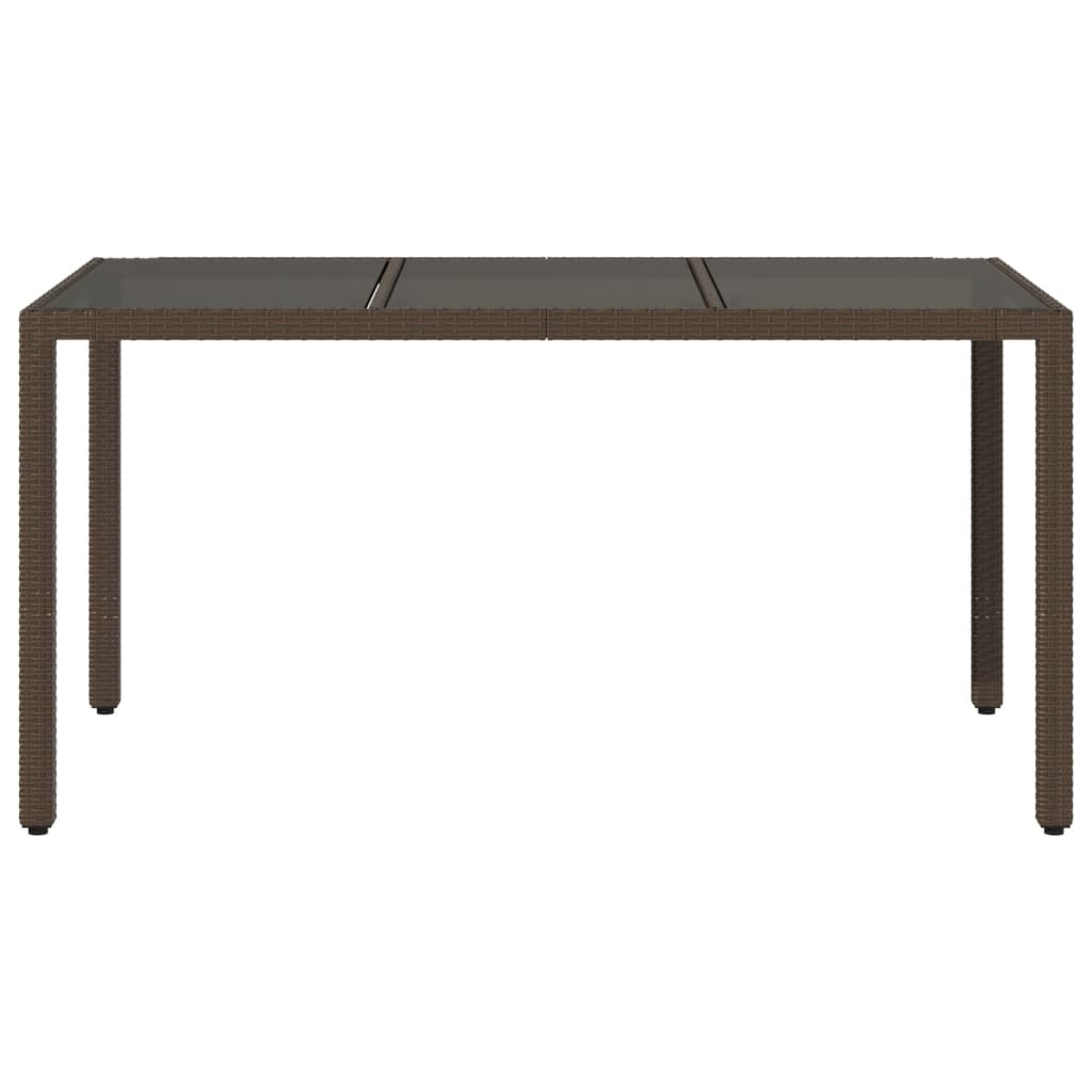 vidaXL Mesa de jardim com tampo de vidro 150x90x75 cm vime PE castanho