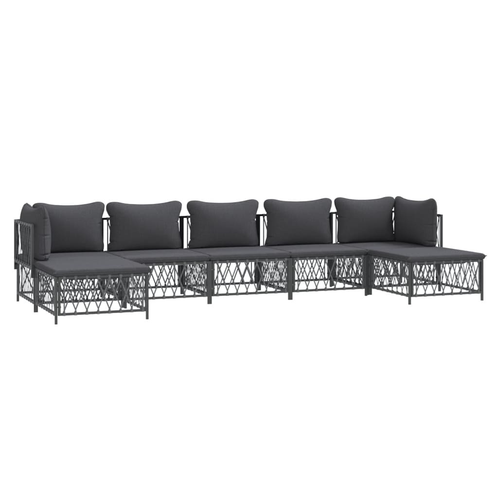 vidaXL 7 pcs conjunto lounge de jardim com almofadões aço antracite