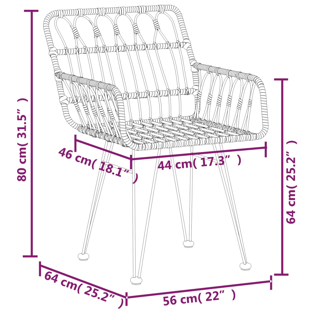 vidaXL 7 pcs conjunto de jantar para jardim vime PE preto