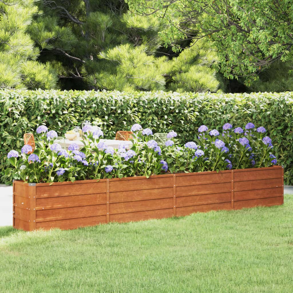 vidaXL Canteiro de jardim 320x40x45 cm aço corten cor enferrujado