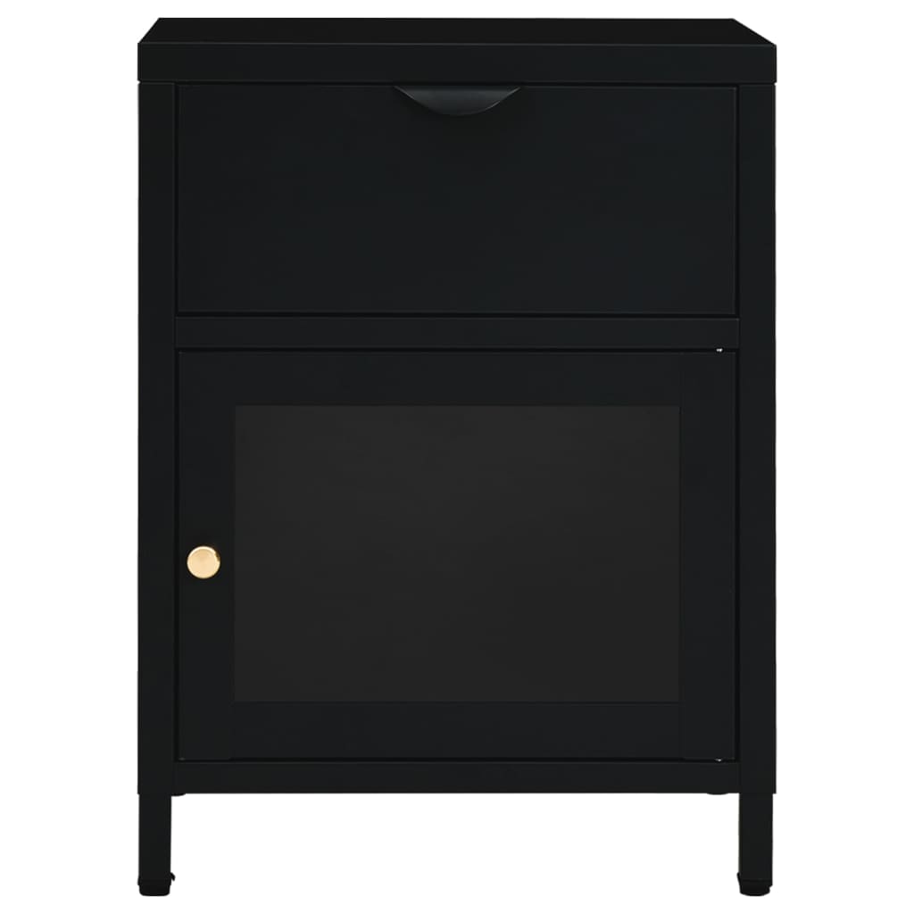 vidaXL Mesa de cabeceira 40x30x54,5 cm vidro e aço preto