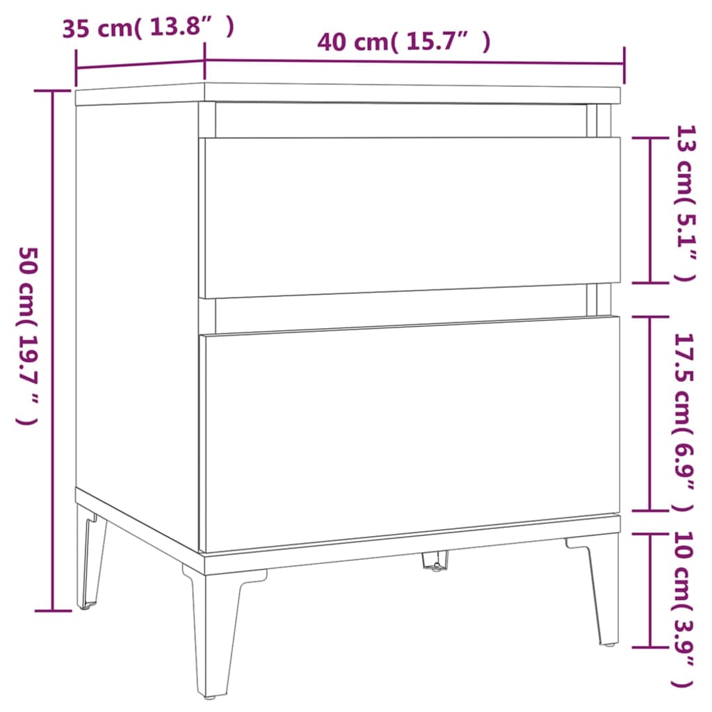 vidaXL Mesas de cabeceira 2 pcs 40x35x50 cm carvalho sonoma