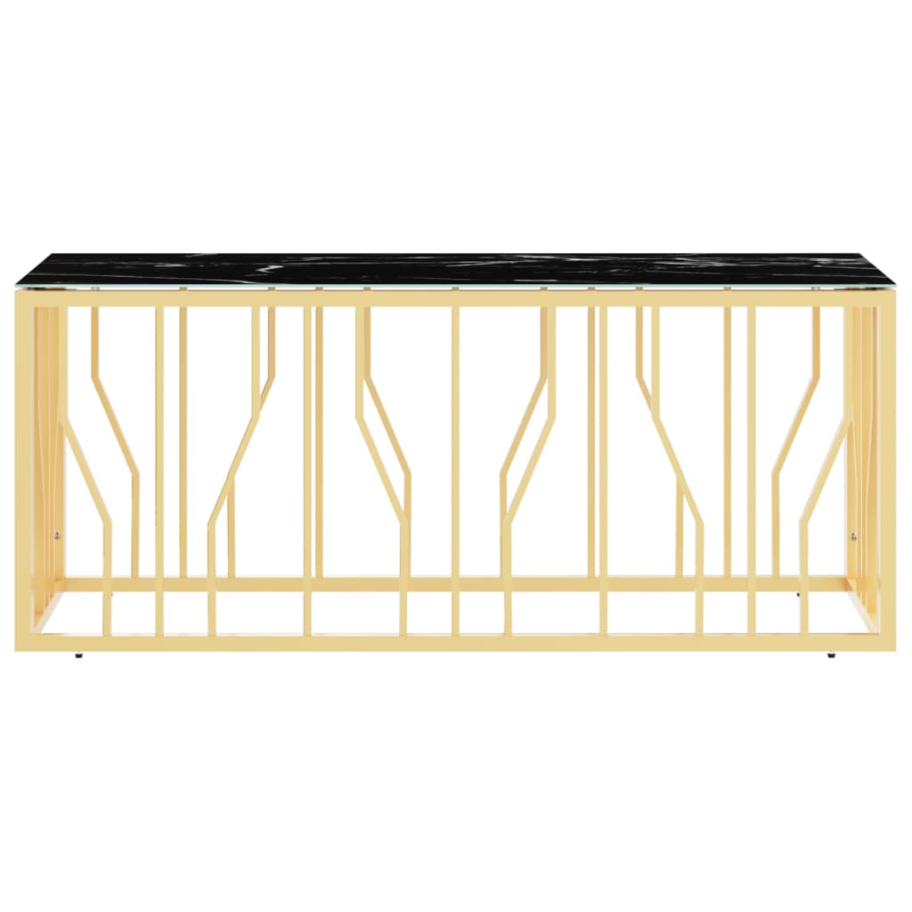 vidaXL Mesa de centro 110x45x45 cm aço inoxidável e vidro dourado