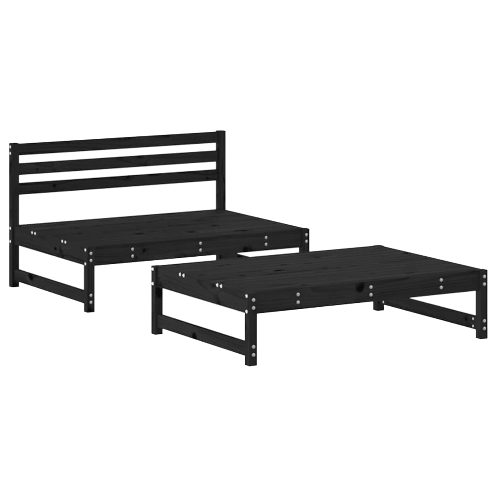 vidaXL 2 pcs conjunto lounge de jardim madeira de pinho maciça preto