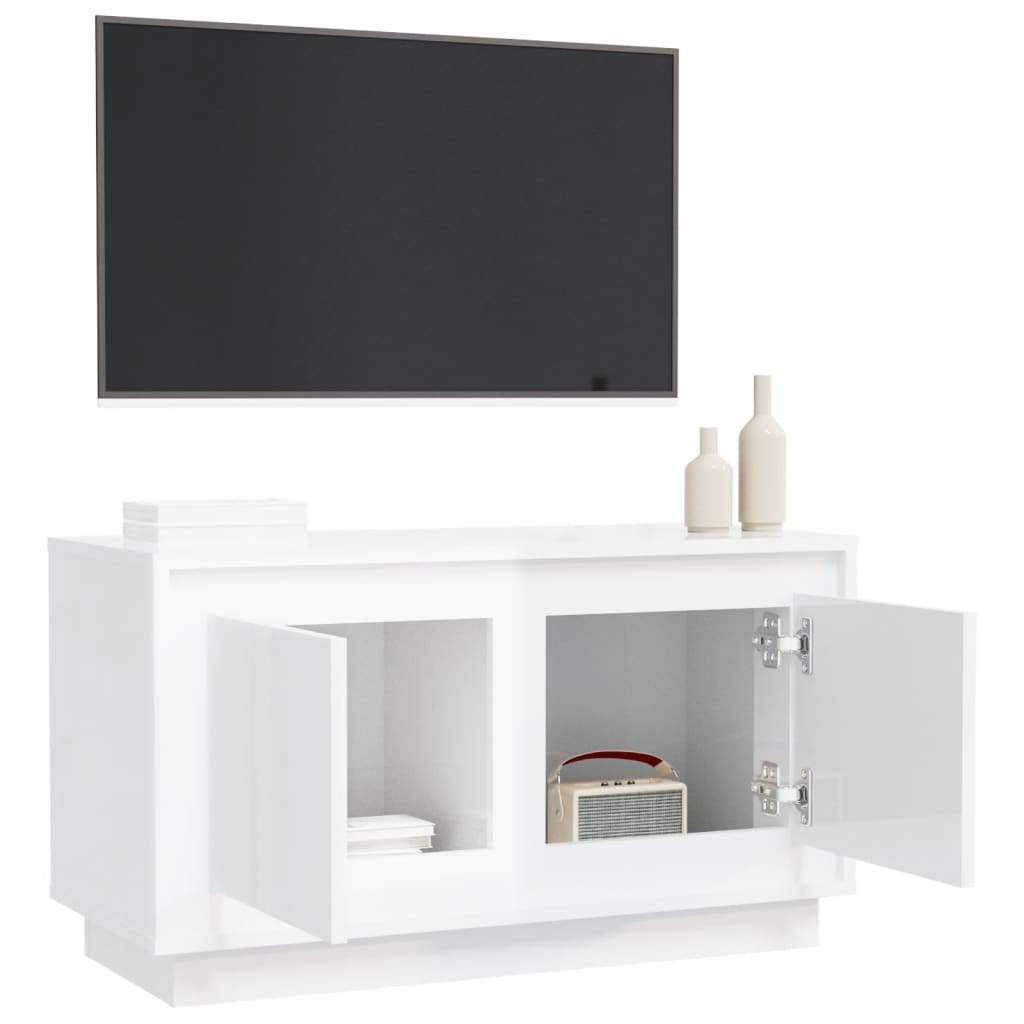 vidaXL Móvel de TV 80x35x45 cm derivados de madeira branco brilhante