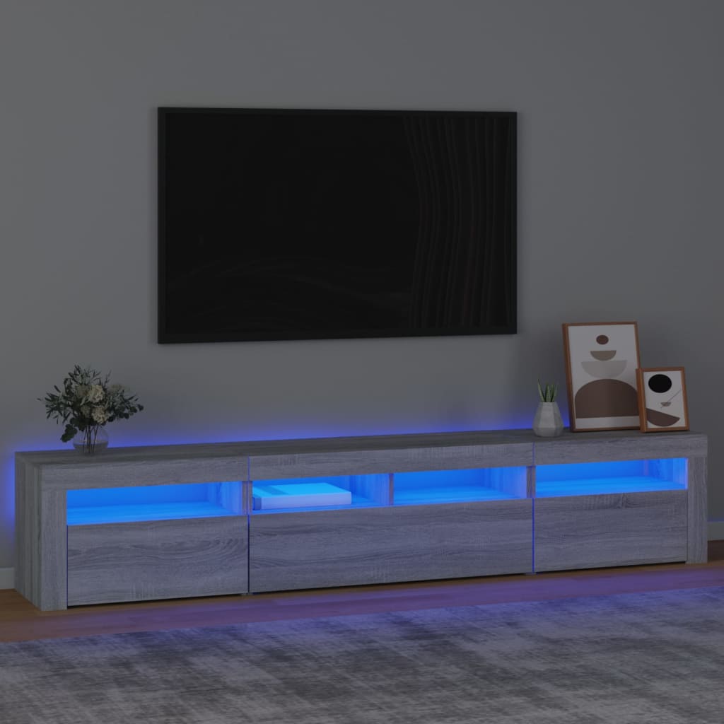 vidaXL Móvel de TV com luzes LED 210x35x40 cm sonoma cinza