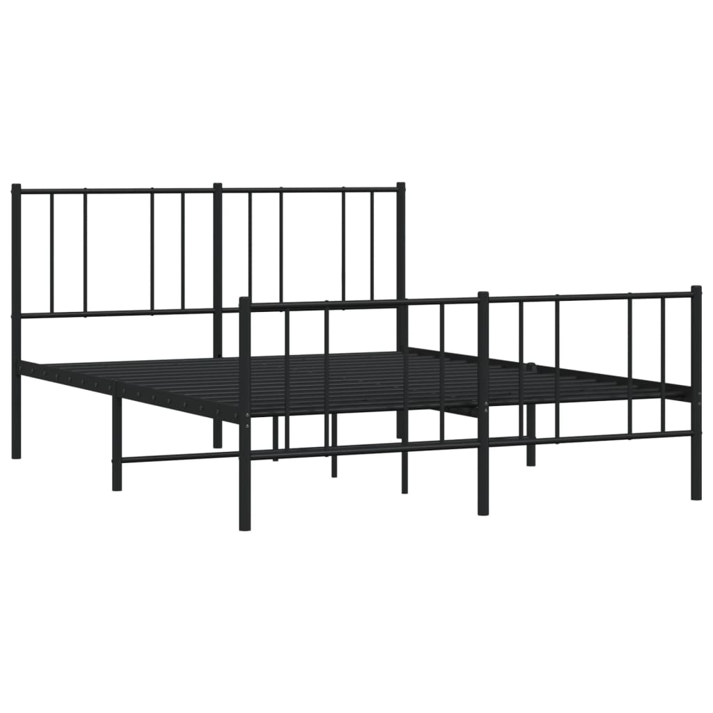 vidaXL Estrutura de cama com cabeceira e pés 120x200 cm metal preto