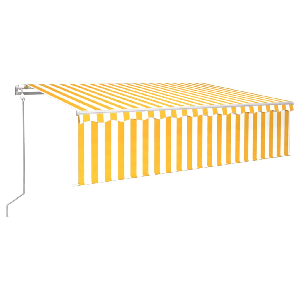 vidaXL Toldo autom. c/ estore/LED/sensor de vento 6x3 m amarelo/branco