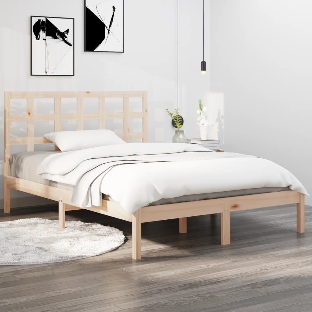 vidaXL Estrutura de cama 140x190 cm madeira maciça