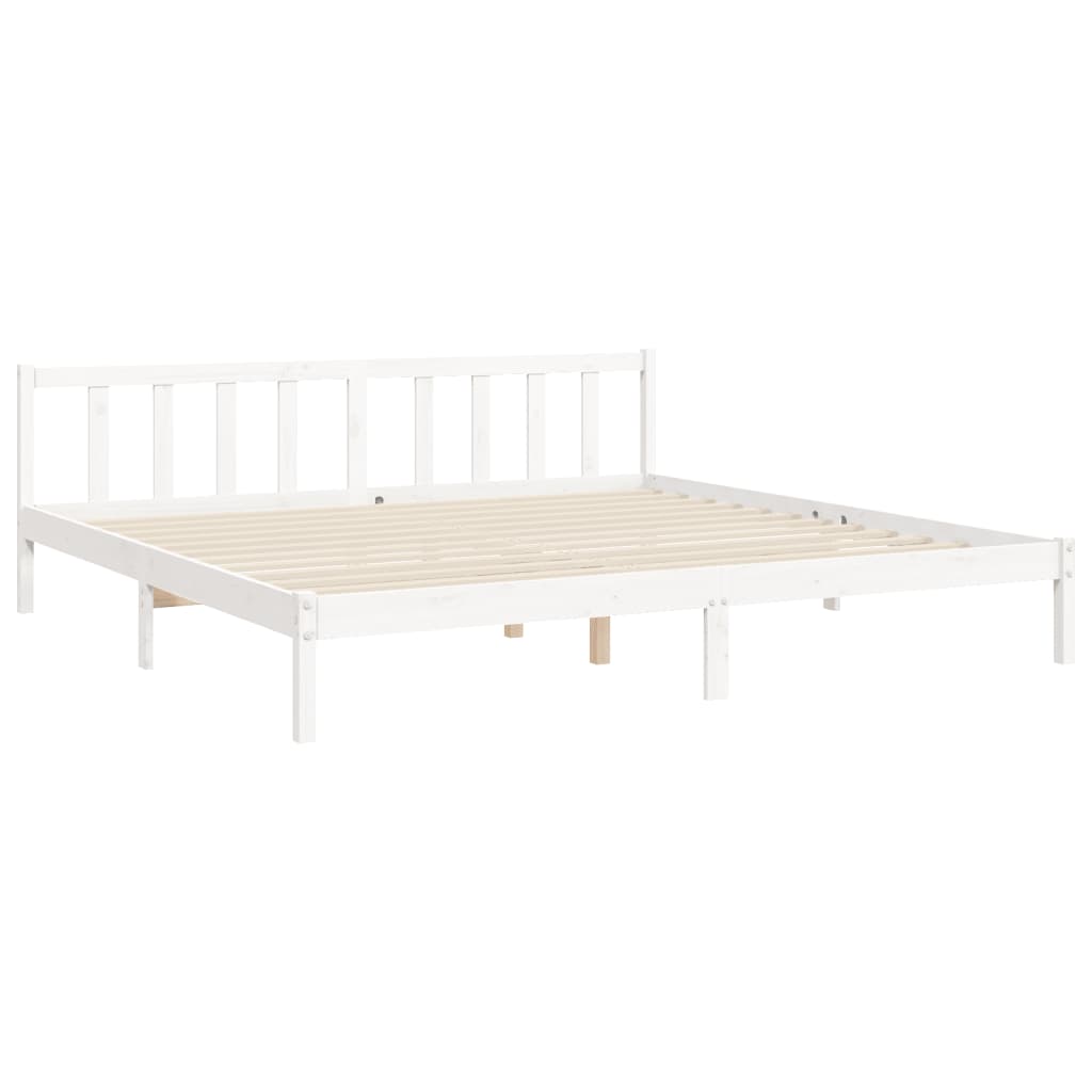 vidaXL Estrutura de cama com cabeceira 200x200cm madeira maciça branco