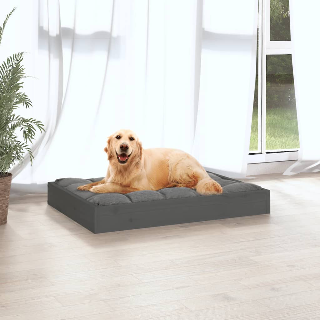 vidaXL Cama para cães 71,5x54x9 cm madeira de pinho maciça cinza