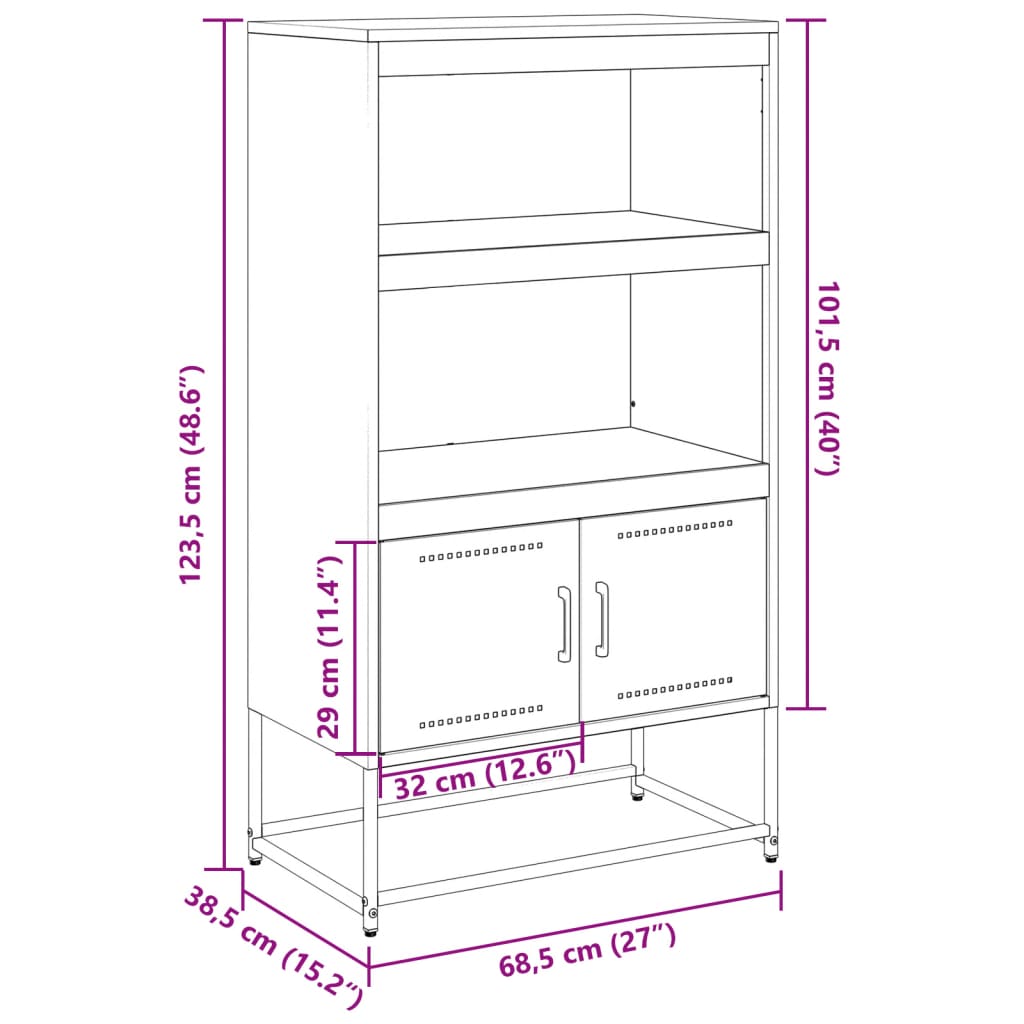 vidaXL Móvel de TV 100,5x39x60,5 cm aço antracite