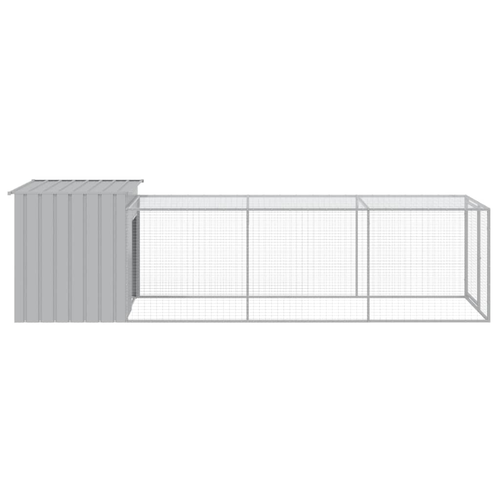 vidaXL Galinheiro com anexo 110x405x110 cm aço galvanizado cinza-claro