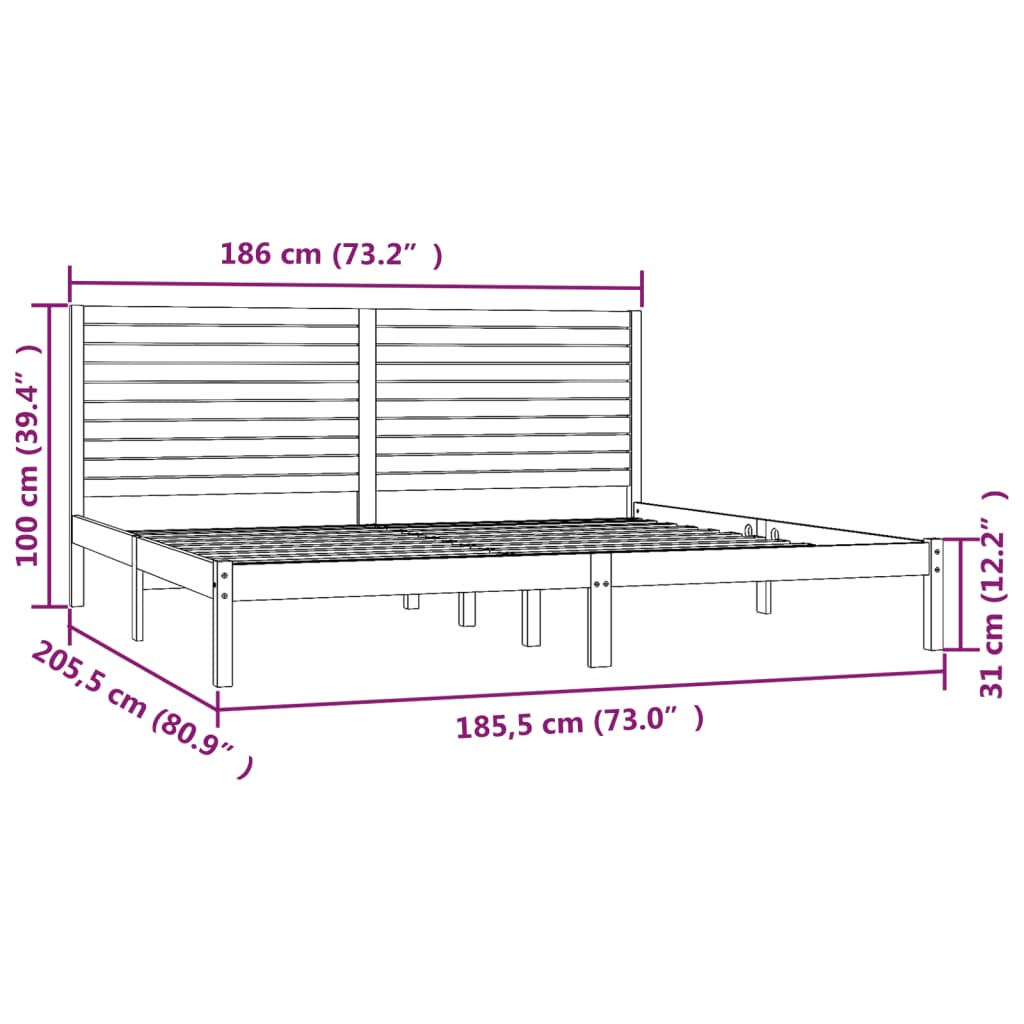 vidaXL Estrutura de cama super king pinho maciço 180x200 cm branco