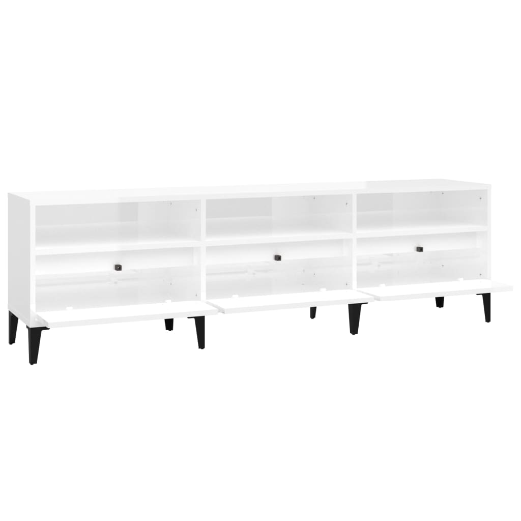 vidaXL Móvel p/ TV 150x30x44,5 cm derivados madeira branco brilhante