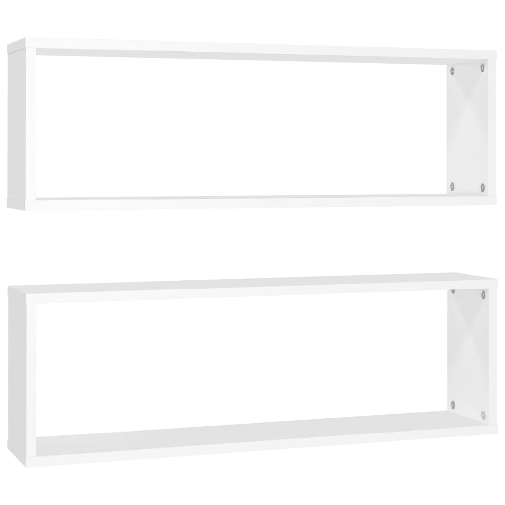 vidaXL Estantes de parede cúbicas 2 pcs contrapl. 80x15x26,5 cm branco