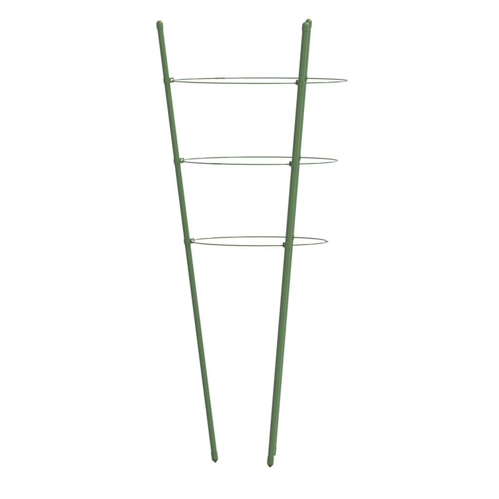 vidaXL Suportes p/ plantas de jardim c/ 3 anéis 5 pcs 60 cm aço verde