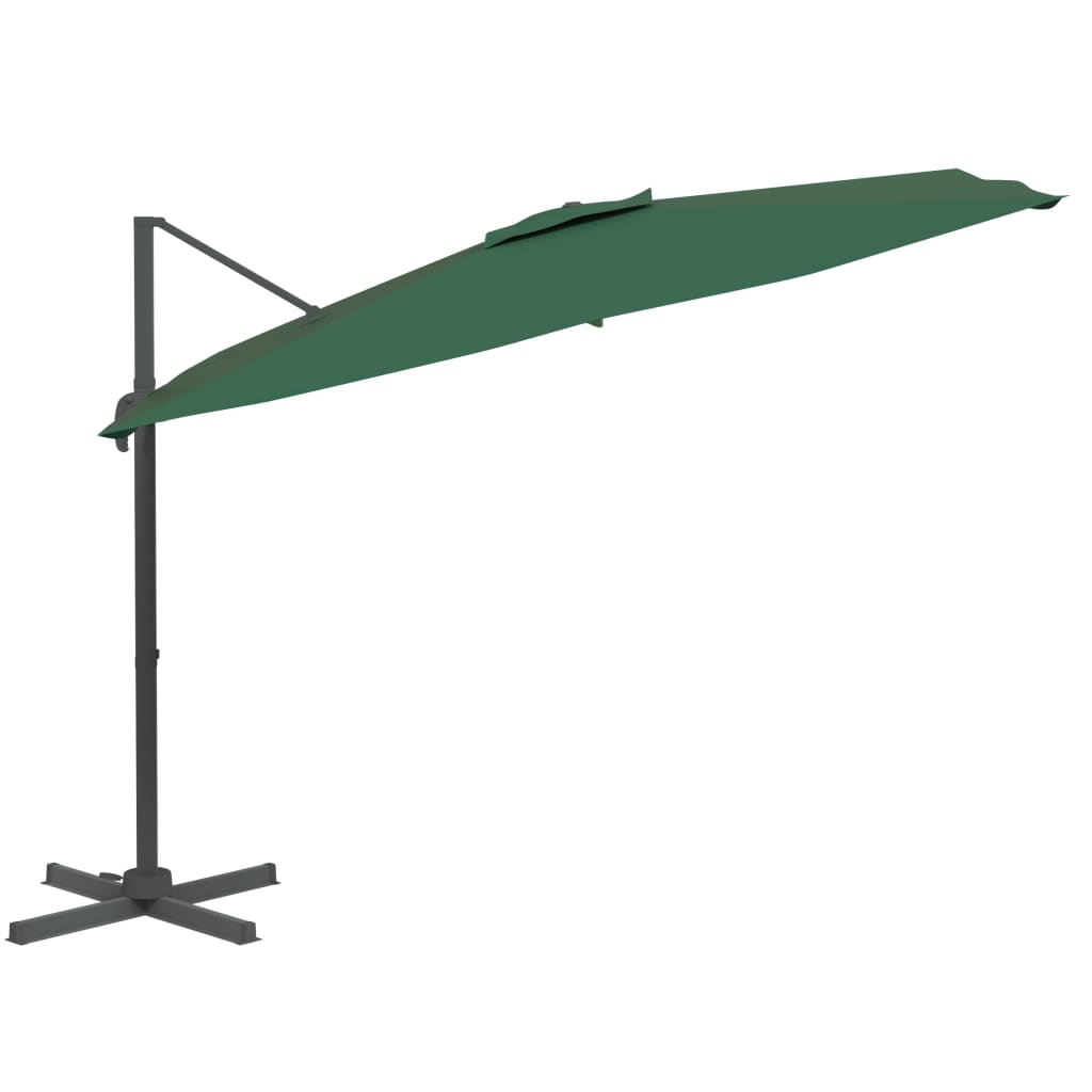 vidaXL Guarda-sol cantilever com poste alumínio 300x300 cm verde