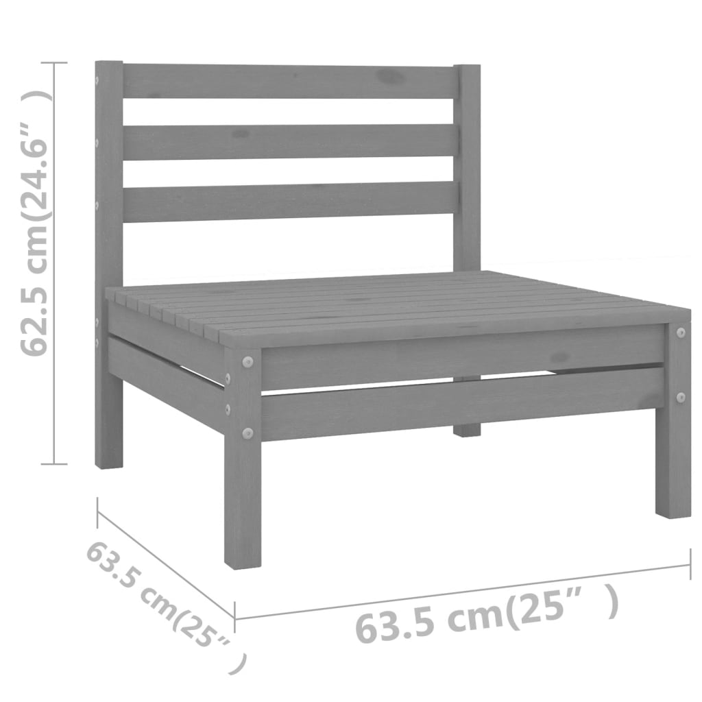 vidaXL 10 pcs conjunto lounge de jardim pinho maciço cinza