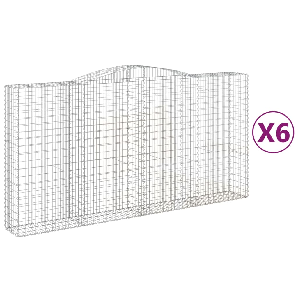 vidaXL Cestos gabião arqueados 6pcs 400x50x200/220cm ferro galvanizado