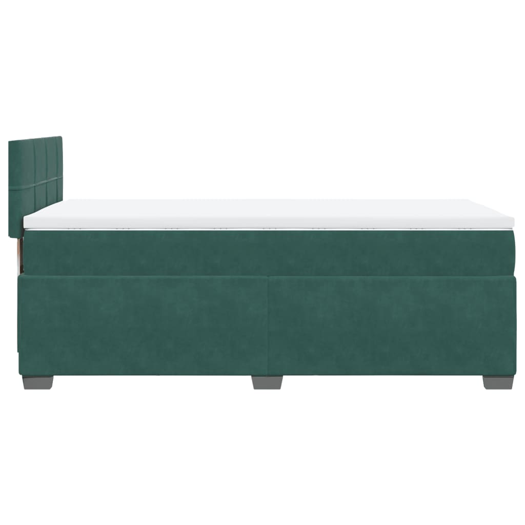 vidaXL Cama com molas/colchão 100x200 cm veludo verde-escuro