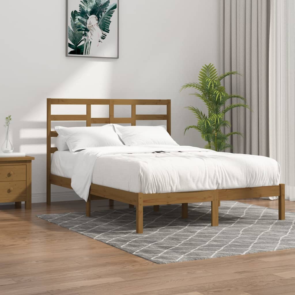 vidaXL Estrutura cama pequena de casal 120x190 cm madeira castanho-mel