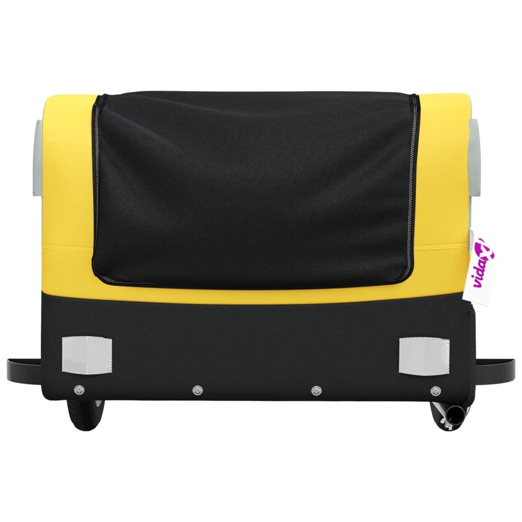 vidaXL Reboque para bicicleta 30 kg ferro preto e amarelo