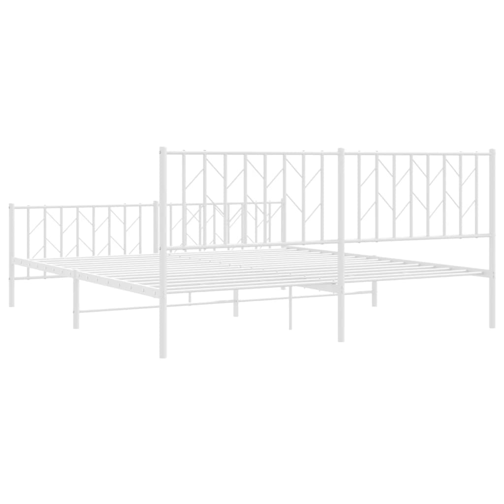 vidaXL Estrutura de cama com cabeceira e pés 183x213 cm metal branco