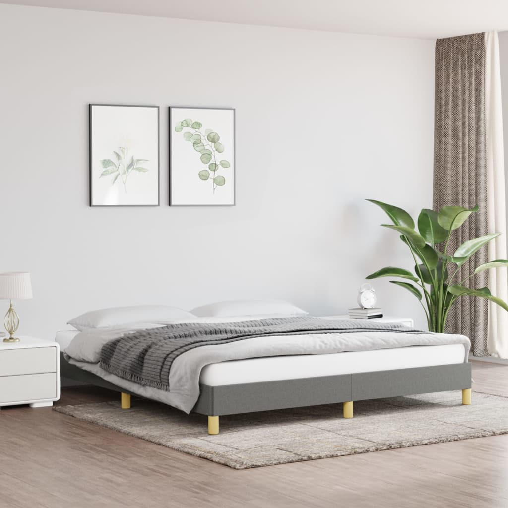 vidaXL Estrutura de cama sem colchão 180x200 cm tecido cinzento-escuro