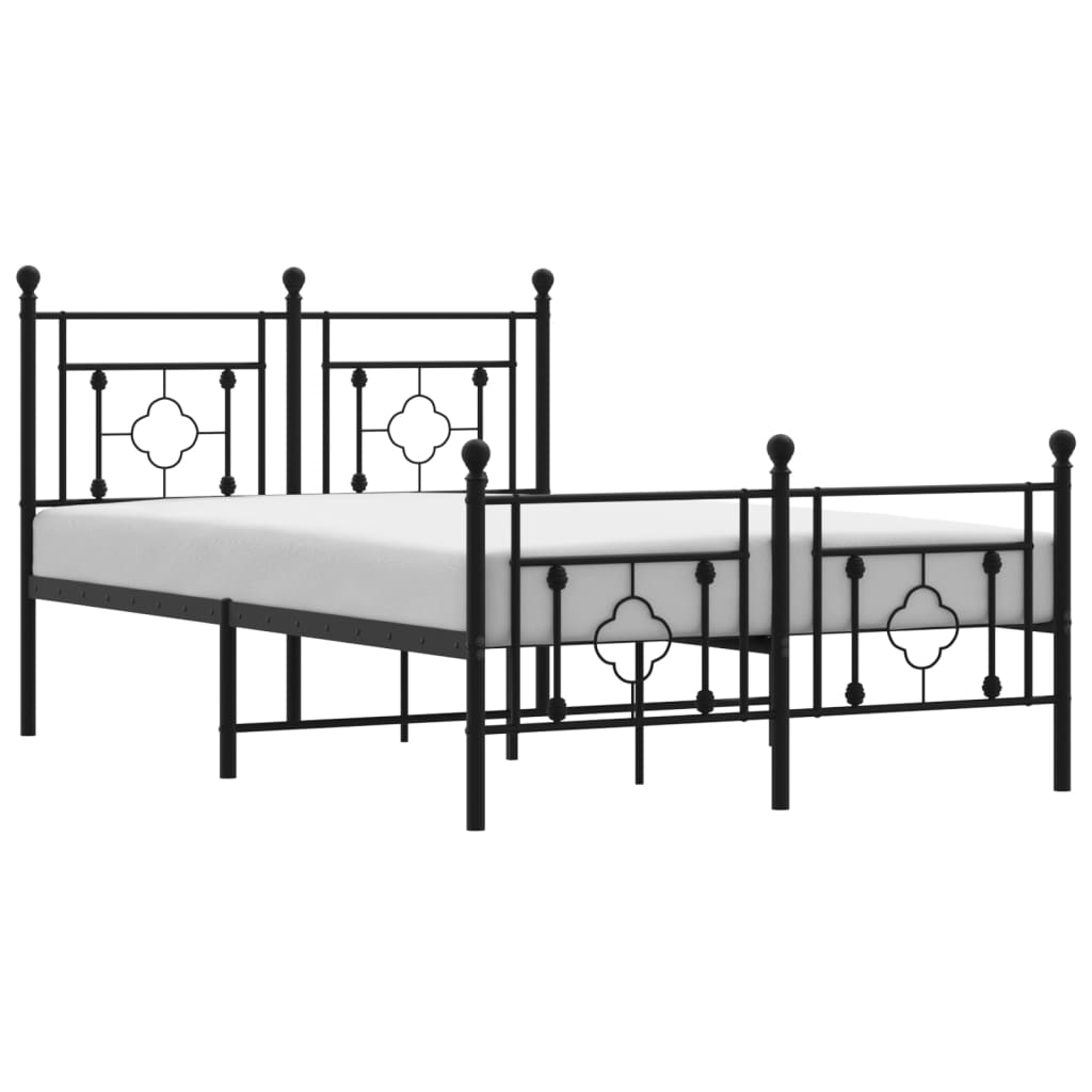 vidaXL Estrutura de cama com cabeceira e pés 120x200 cm metal preto