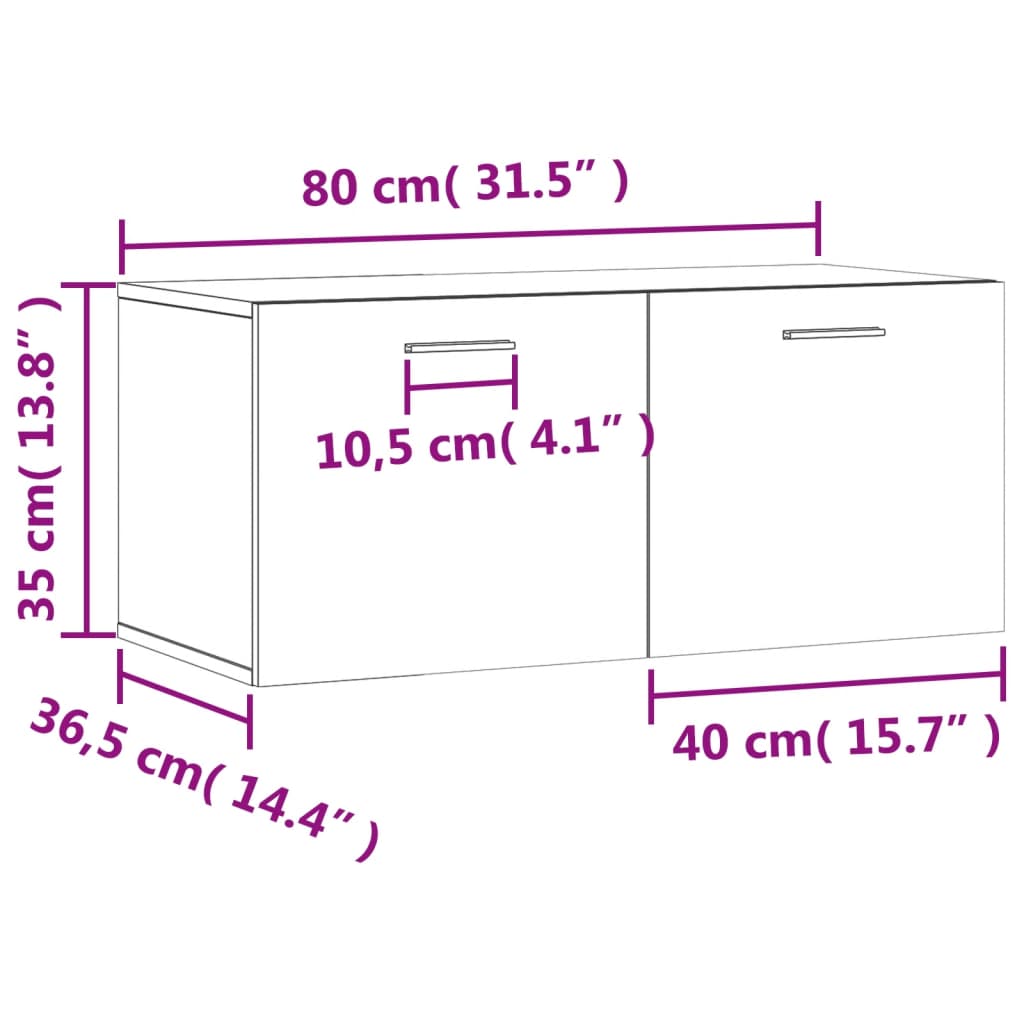 vidaXL Armário de parede 80x36,5x35 cm derivados de madeira branco