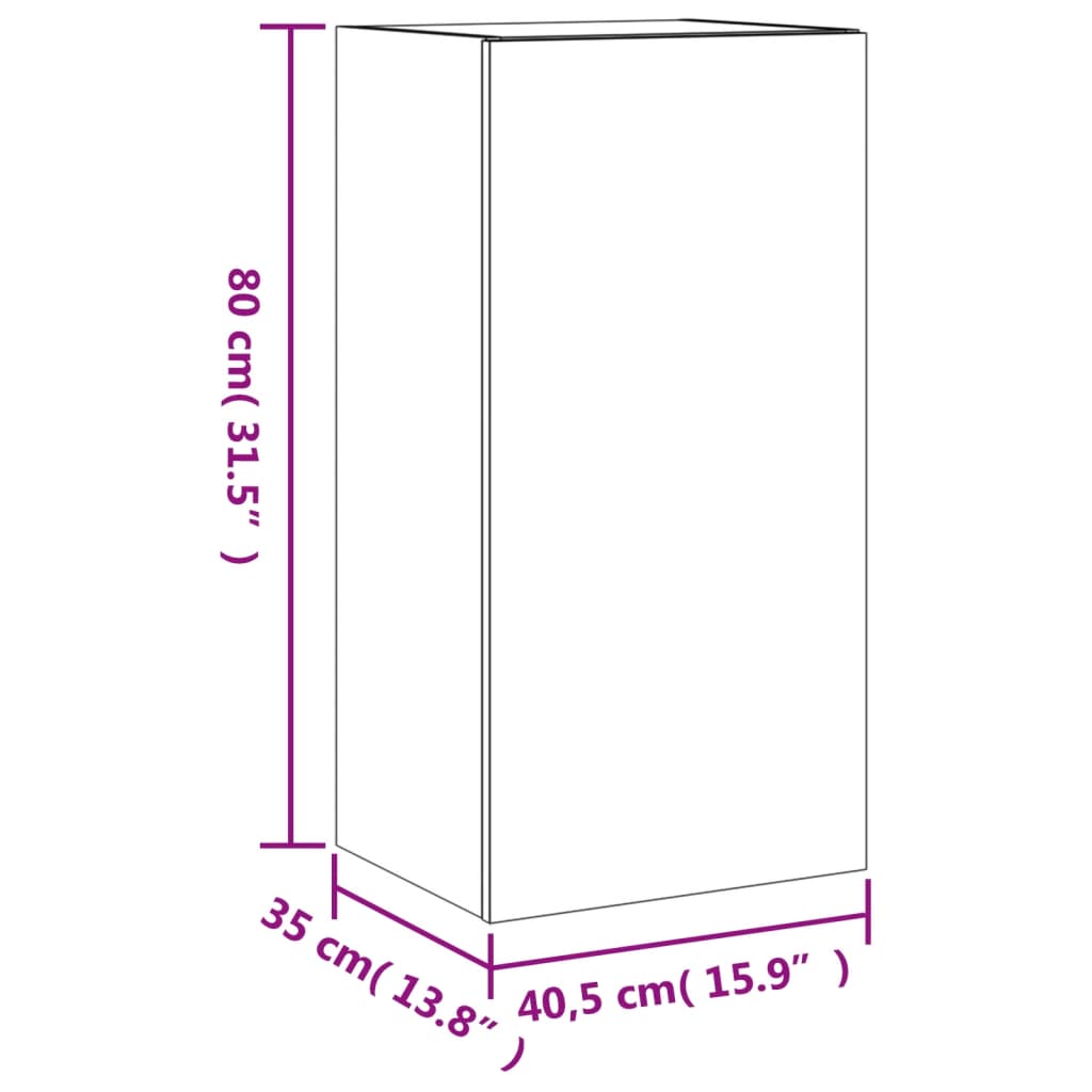 vidaXL Móvel de parede para TV com luzes LED 40,5x35x80 cm branco