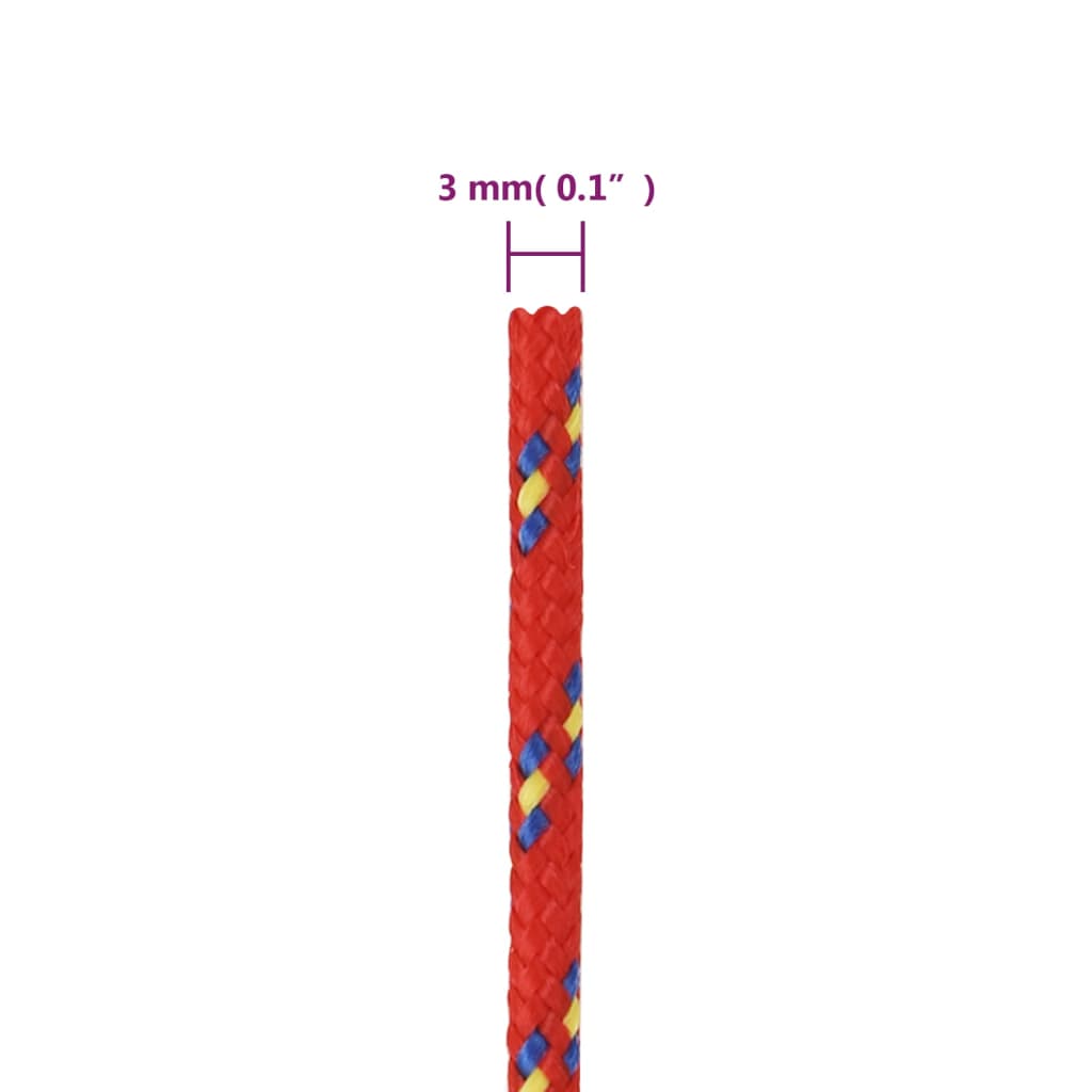 vidaXL Corda de barco 3 mm 250 m polipropileno vermelho