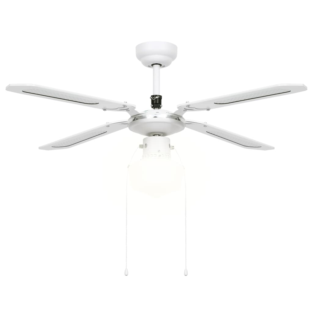 vidaXL Ventoinha de teto com luz 106 cm branco