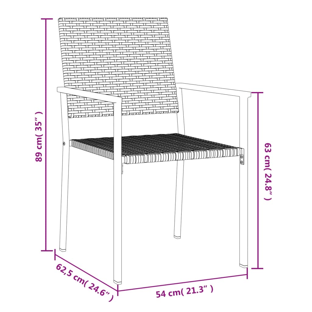 vidaXL 7 pcs conjunto de jantar p/ jardim vime PE e aço