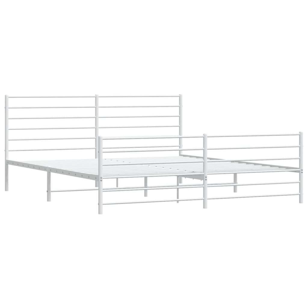 vidaXL Estrutura de cama com cabeceira e pés 180x200 cm metal branco