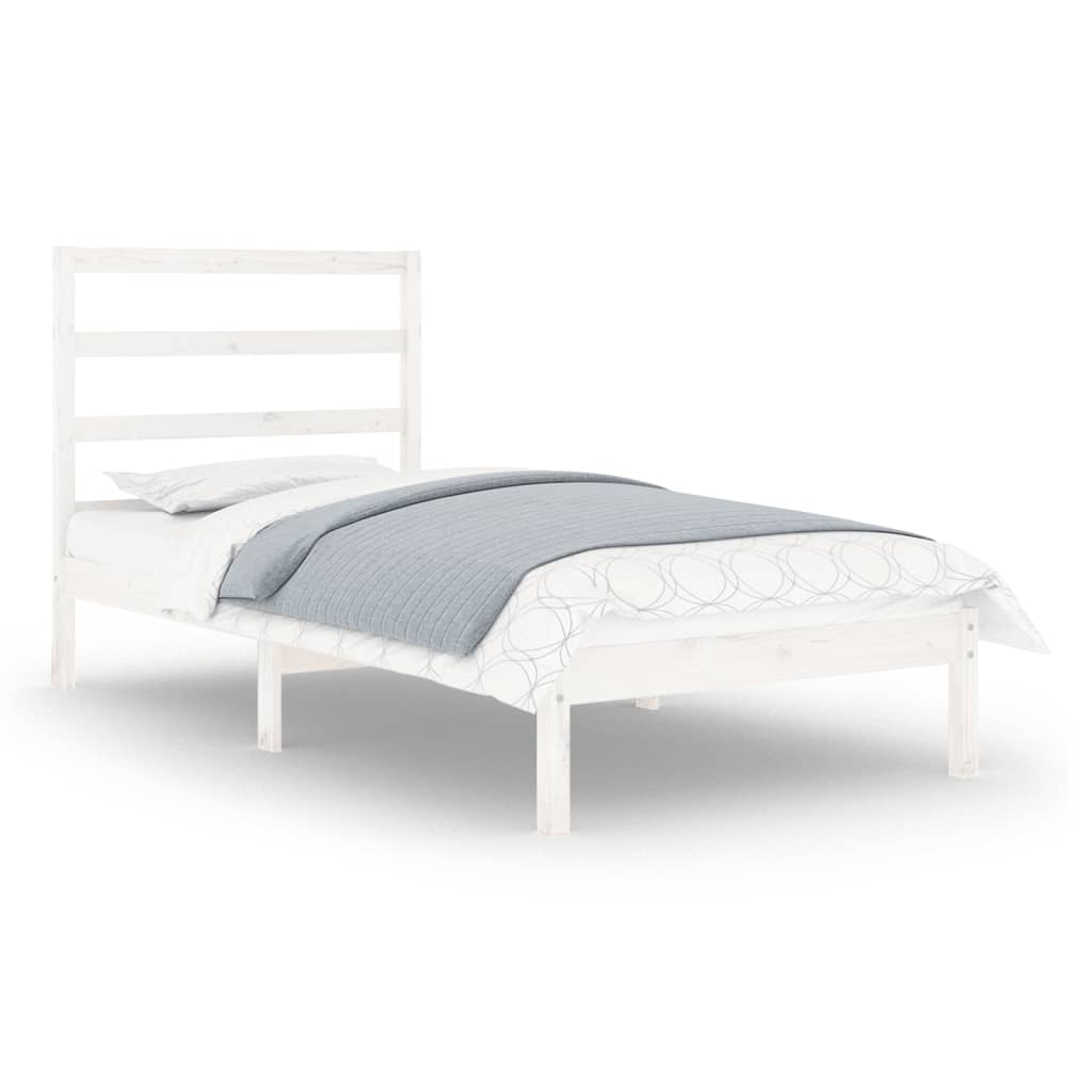 vidaXL Estrutura de cama solteiro 90x190 cm madeira maciça branco