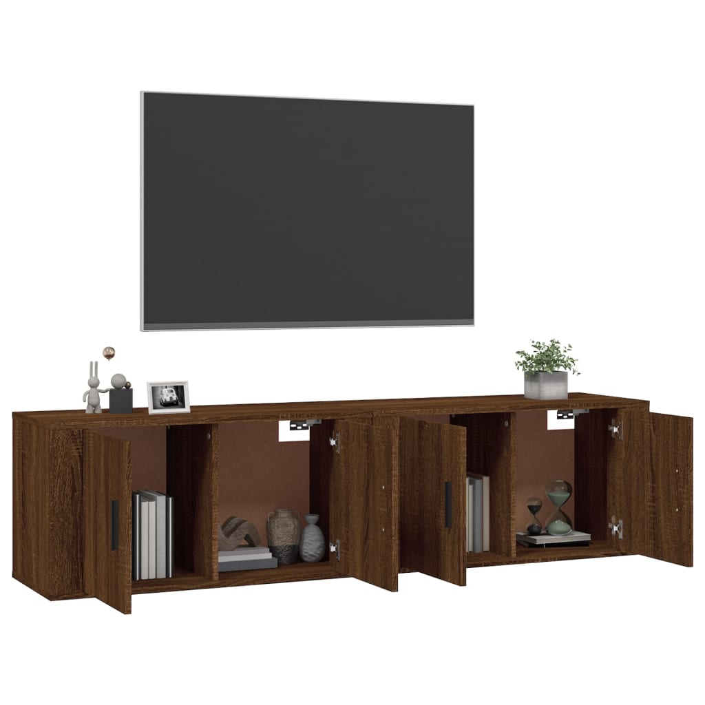 vidaXL Móveis de TV de parede 2 pcs 80x34,5x40 cm carvalho castanho