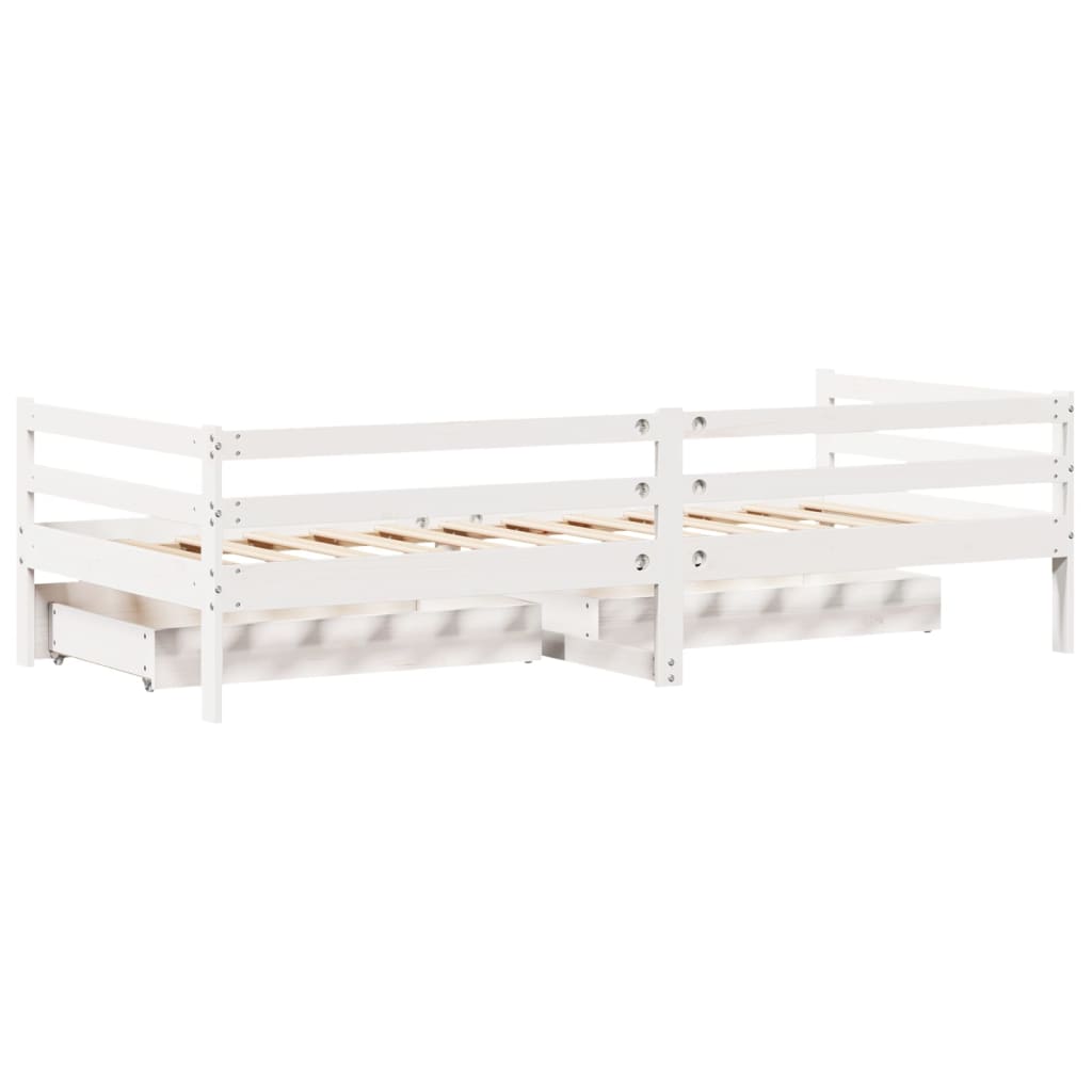 vidaXL Sofá-cama com gavetas 90x200 cm madeira de pinho maciça