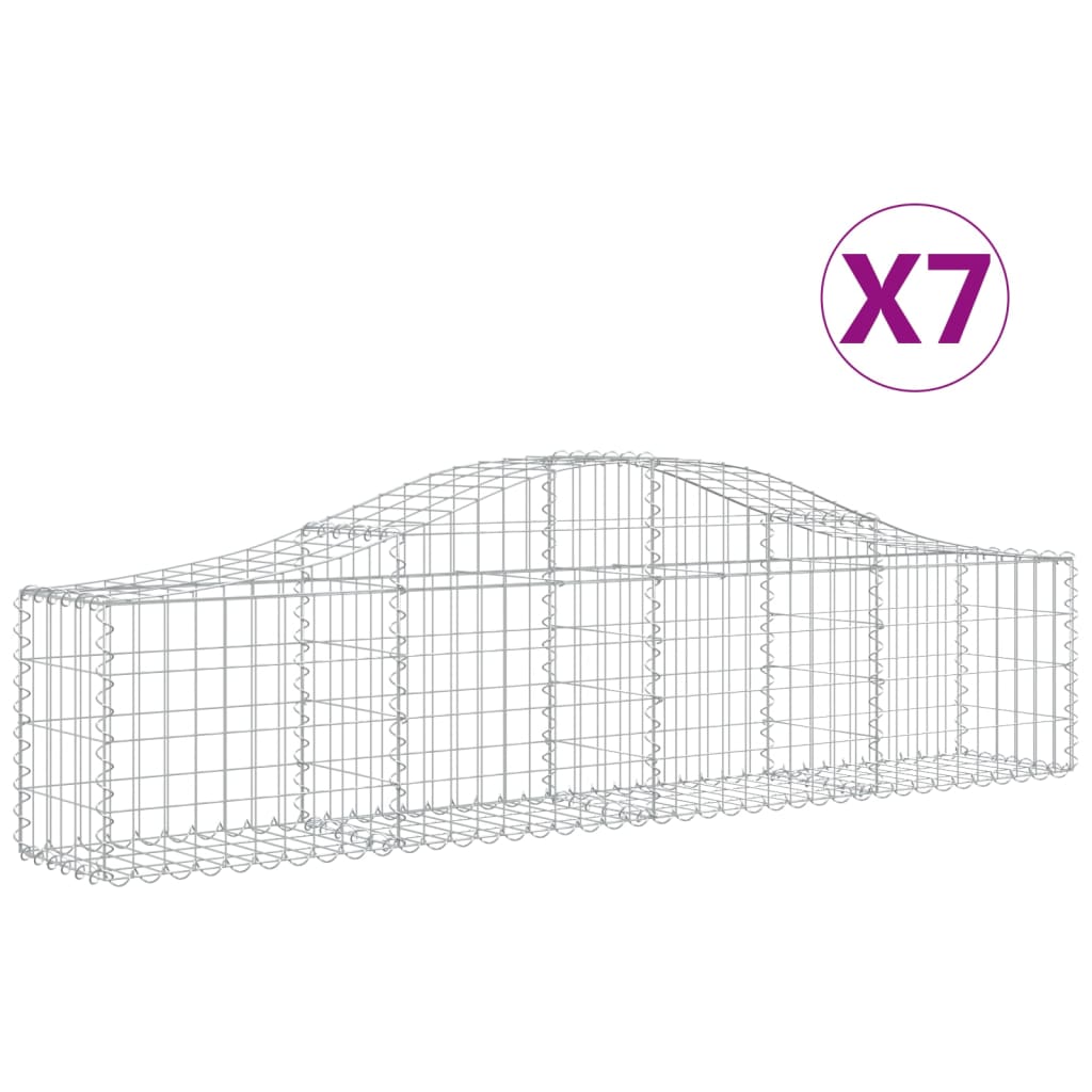 vidaXL Cestos gabião arqueados 7 pcs 200x30x40/60 cm ferro galvanizado