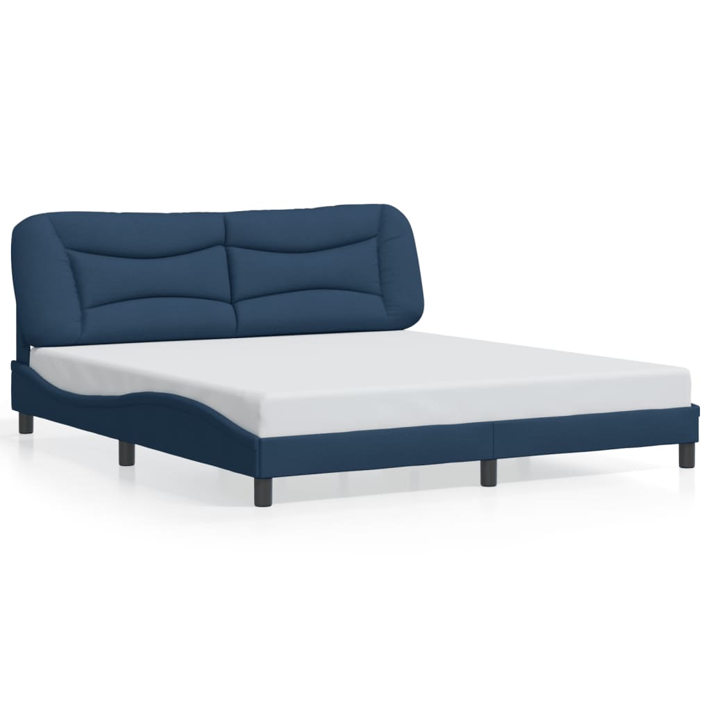 vidaXL Estrutura de cama sem colchão 180x200 cm tecido azul