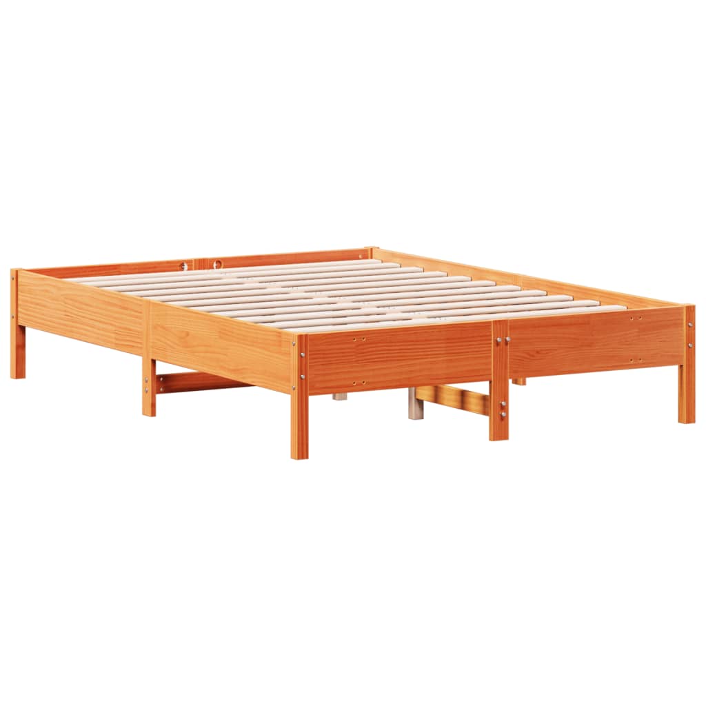 vidaXL Cama sem colchão 135x190 cm madeira pinho maciça castanho-mel